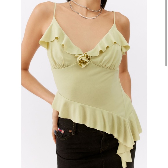 Urban Outfitters Tops - BNWT UO ROSE GARDEN ASYMMETRICAL TOP - LIME GREEN
